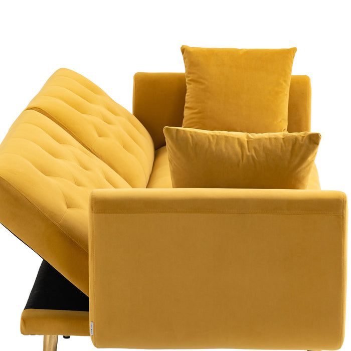 Modern Velvet  Sofa Futon - Mustard