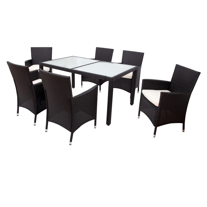 7-piece Outdoor Wicker Dining set - (Black)