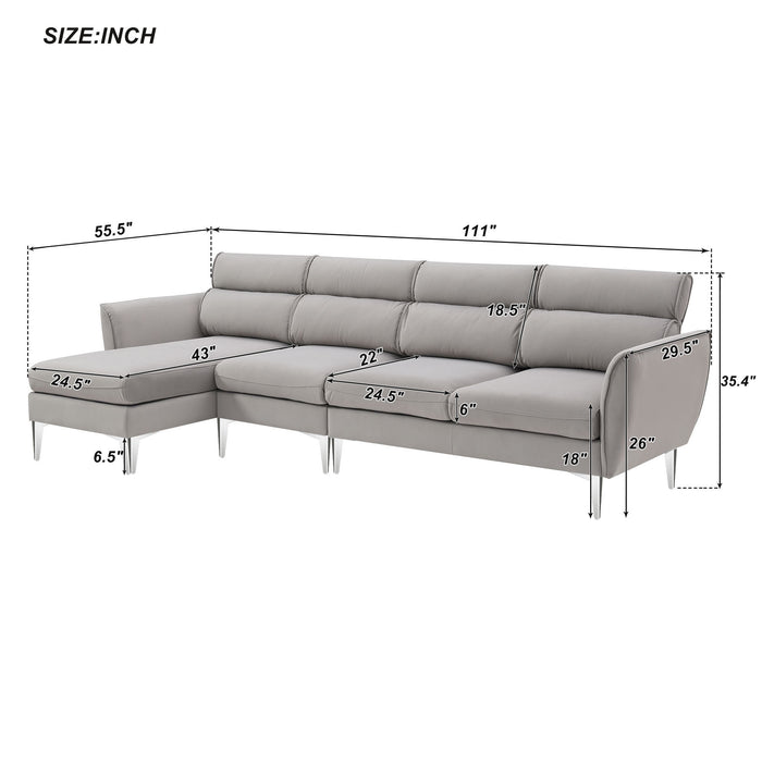 Convertible L Shape Sectional Sofa - Gray