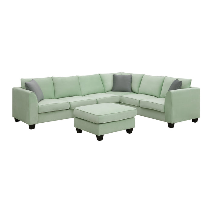 7 Seats Modular Sectional Sofa with Ottoman - Green