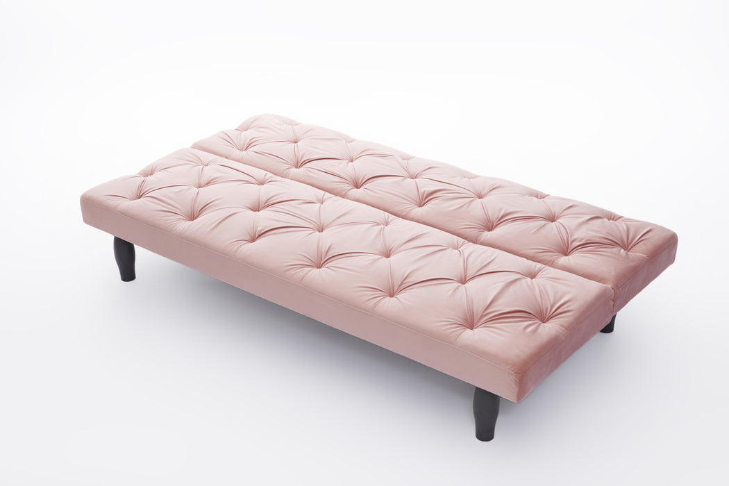 Pink Velvet Sofa Bed - Baby Pink