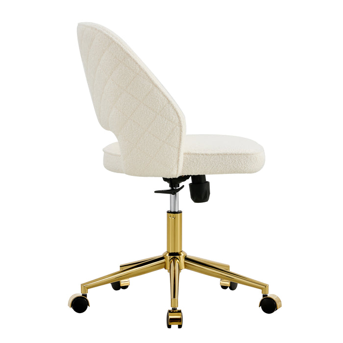 Modern Teddy Velvet Office Chairs, Adjustable 360 °Swivel - White