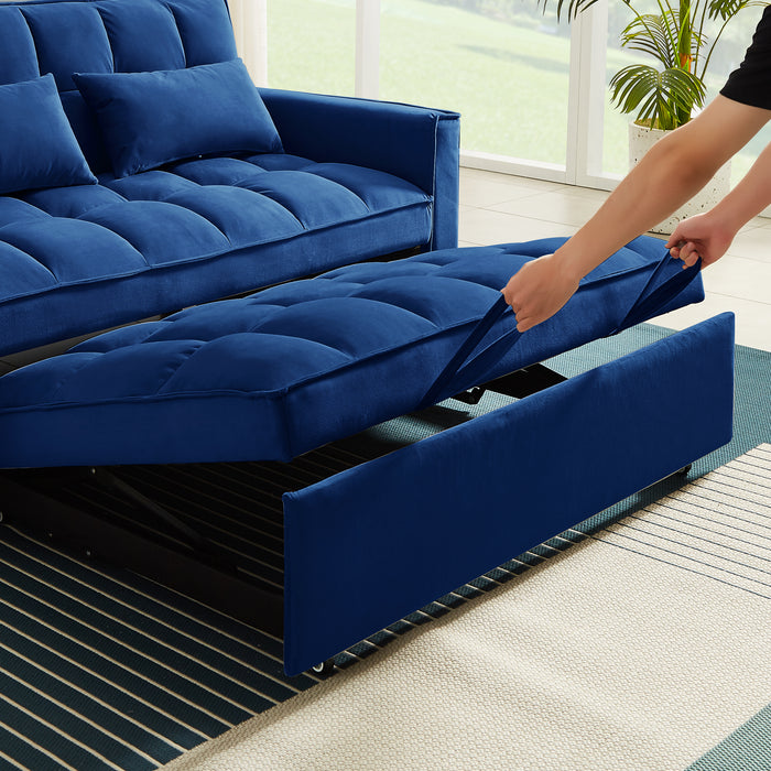 Modern Velvet Convertible Loveseat Sleeper - Blue