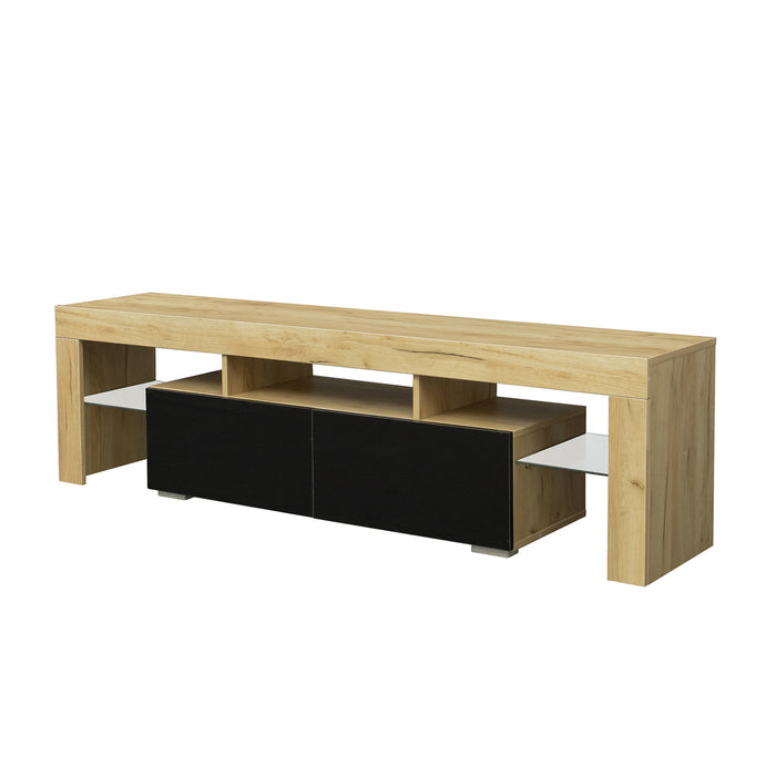 Simple Design TV Stand (Oak,Black)