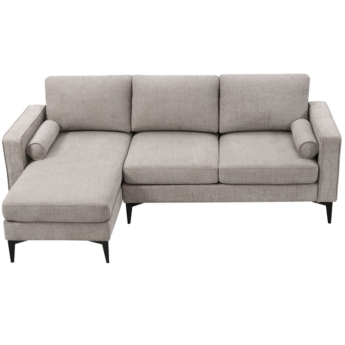 Convertible Sectional Sofa, Modern Chenille Fabric Sectional Sofa,  L-Shaped (2 Pillows)