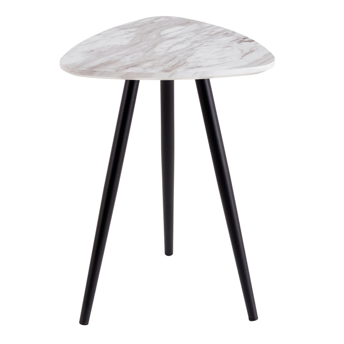 Modern Minimalism White Faux Marble End Table( MDF Tabletop + Metal Legs )