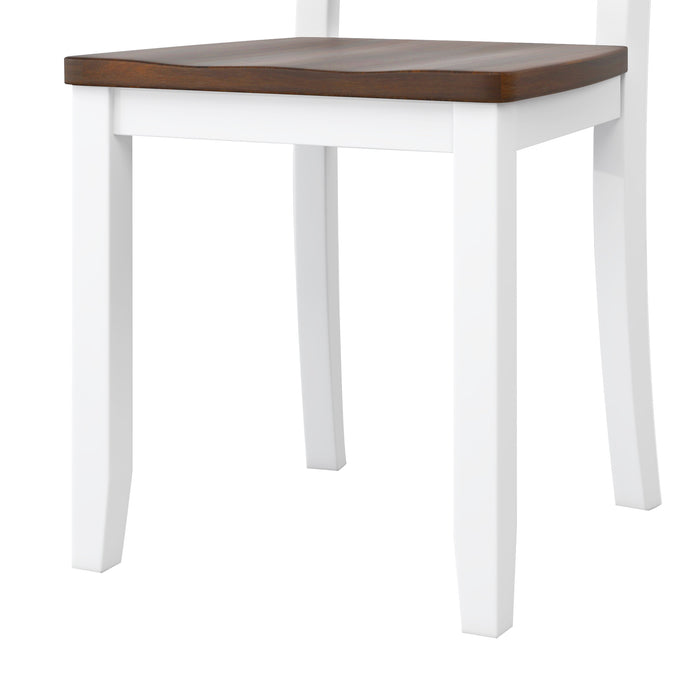 6-piece Farmhouse Rustic Dining Table set - White + Cherry