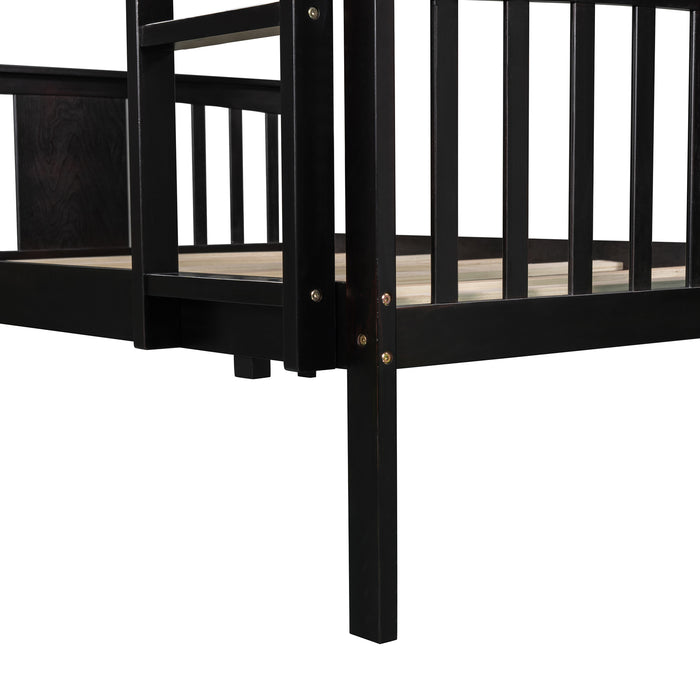 Full over Full Bunk Bed with Ladder  - Espresso