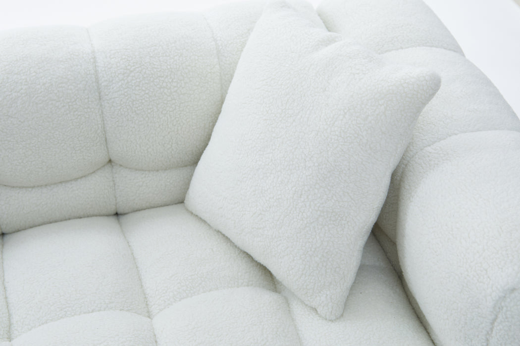 White fleece Sofa /w 2 pillows - White