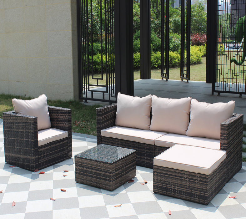 Rattan Patio Furniture Set (4 Pieces, Brown)