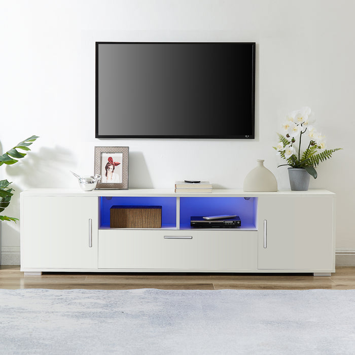 WHITE morden TV Stand, w/LED Lights