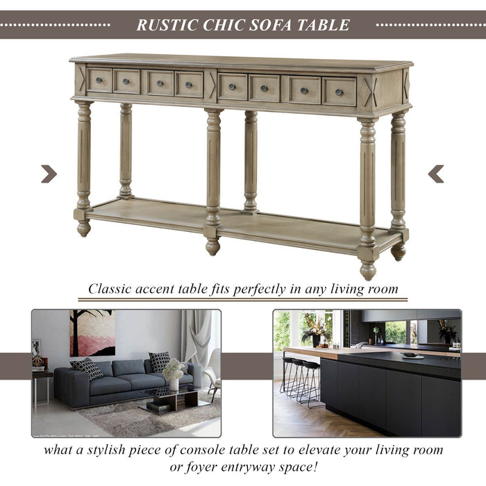 Retro Console Entryway Table - Rustic