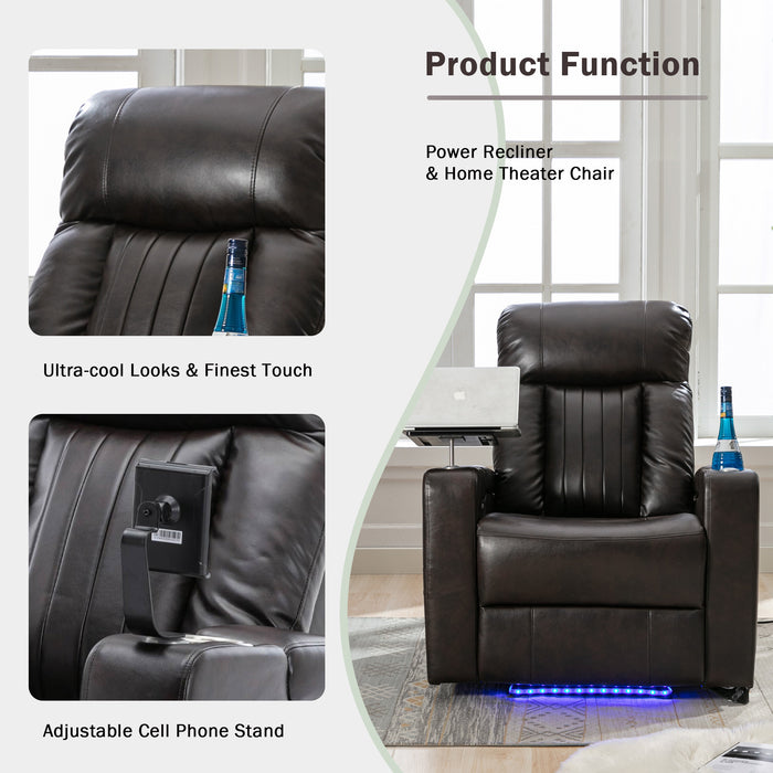 Power Motion Recliner with USB Charging Port and Hidden Arm Storage