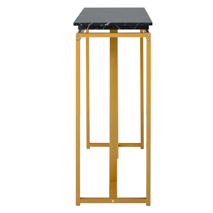 Modern Console Entryway Table for Entryway, Hallway, Living Room - Golden + Black