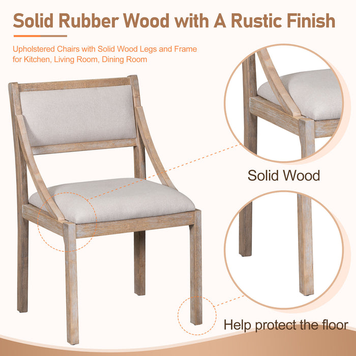 Retro Wood Dining Chairs Set of 2 (Natural Wood Wash)