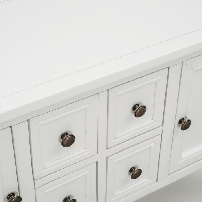 Console Table with Bottom Shelf - White