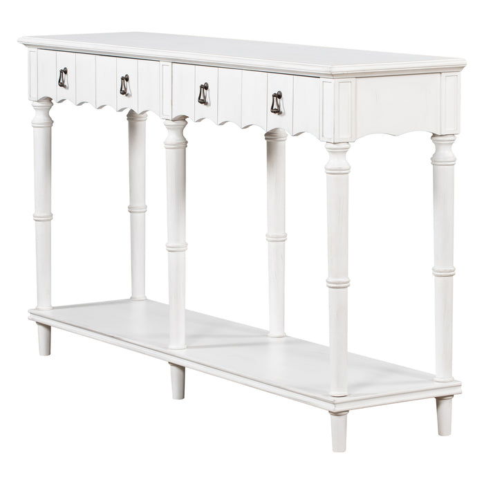 Country Console Table for Hallway - Antique White