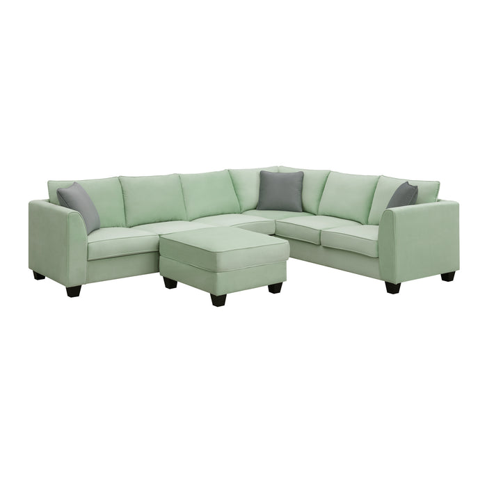 7 Seats Modular Sectional Sofa with Ottoman - Green