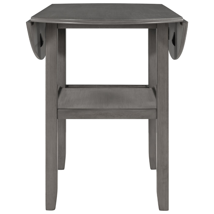 Farmhouse Round Counter Height Kitchen Dining Table with Drop Leaf  - Gray