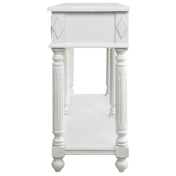 Retro Console Entryway Table - Antique White