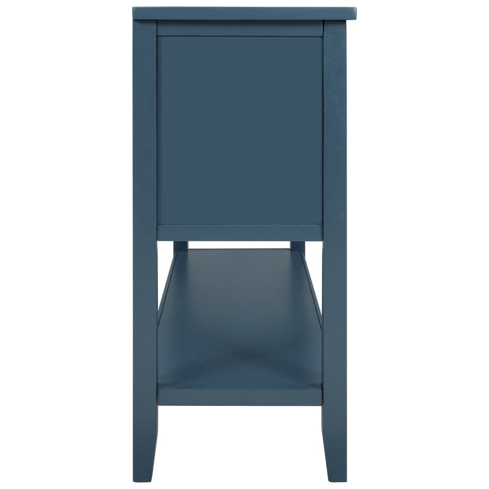 Console Table with Bottom Shelf - Light Navy