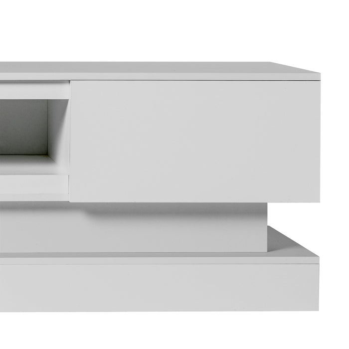 WHITE morden TV Stand with LED Lights - WHITE