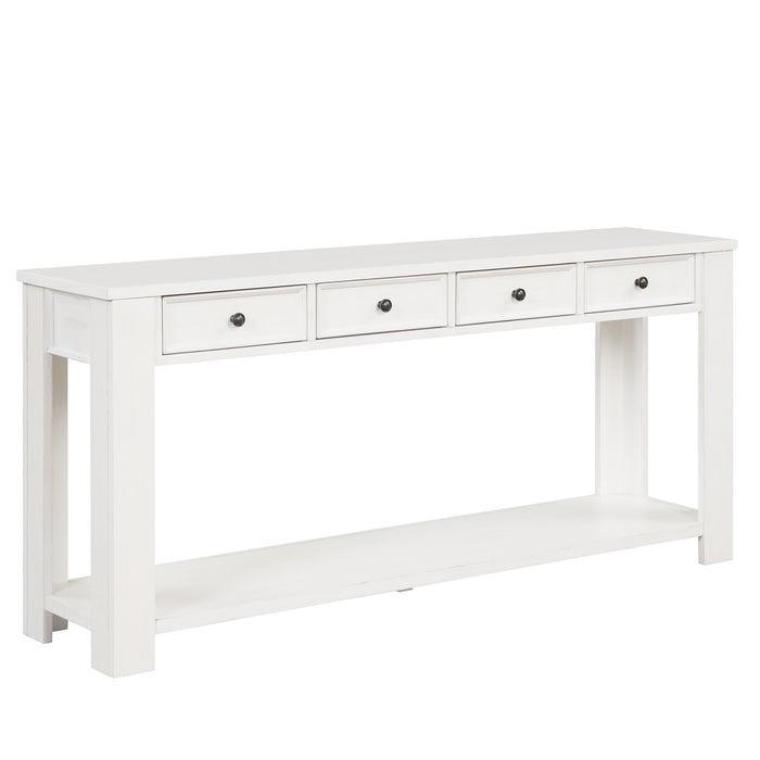 Pine Wood Console Table - Antique White