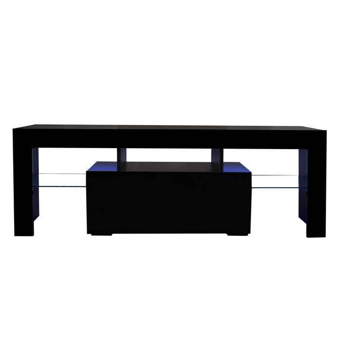 Black TV Stand with LED RGB Lights (Black)