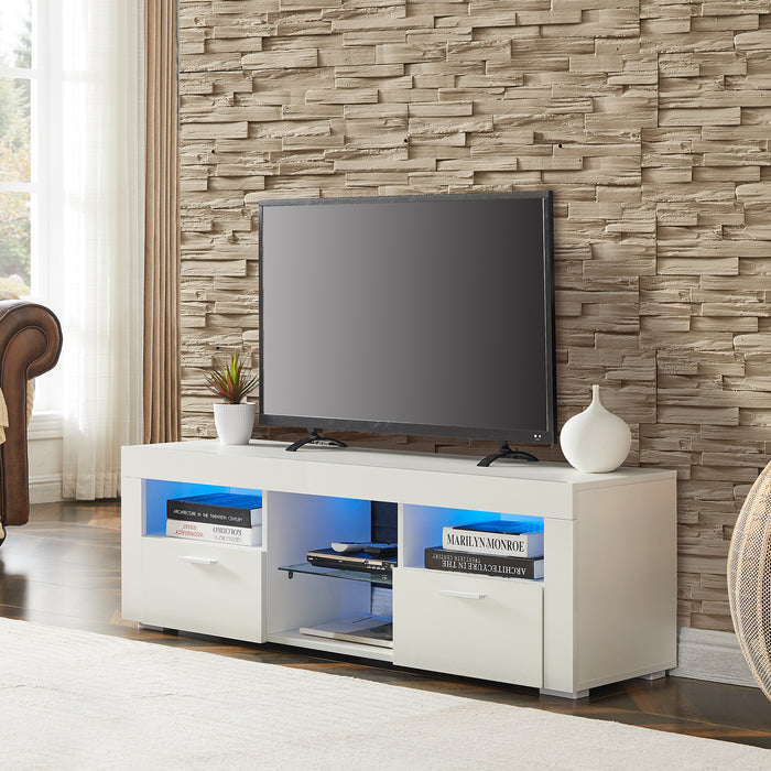 White morden TV Stand with LED Lighte:WHITE