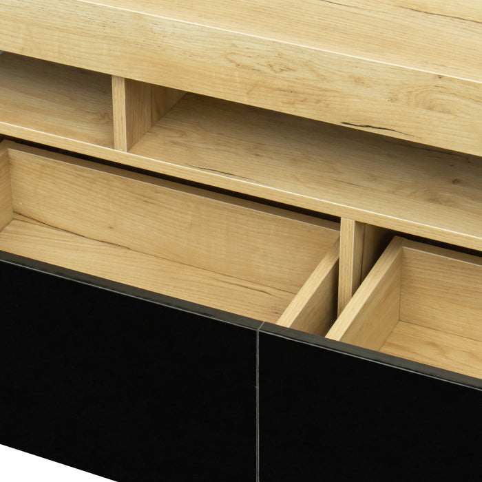 Simple Design TV Stand (Oak,Black)