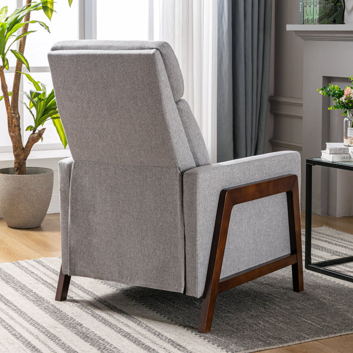 Wood Framed Upholstered Recliner Chair - Gray