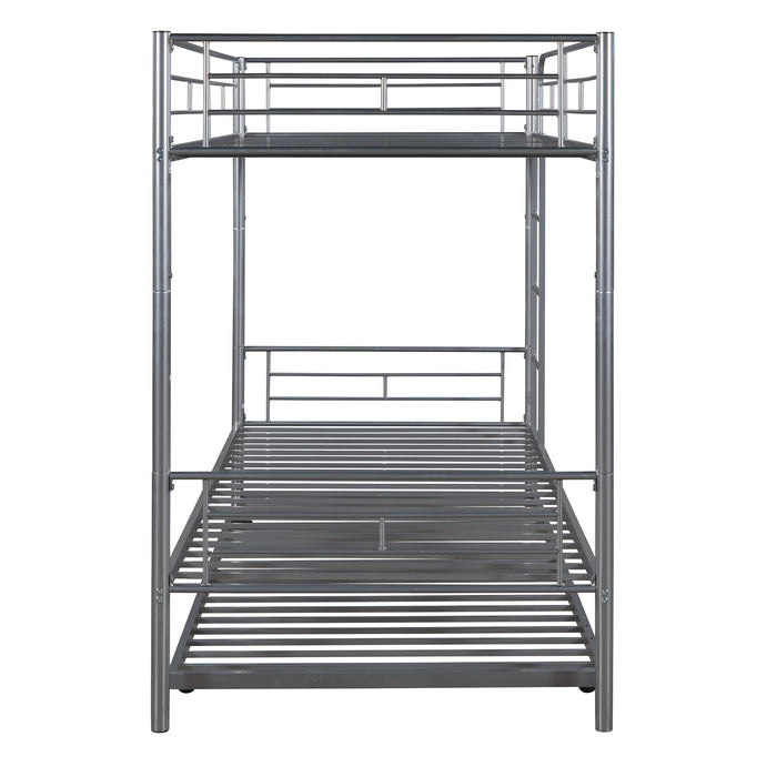 Twin-Over-Twin Metal Bunk Bed With Trundle,Can be Divided into two beds,No Box Spring needed ,White ( old sku: MF194806AAN )