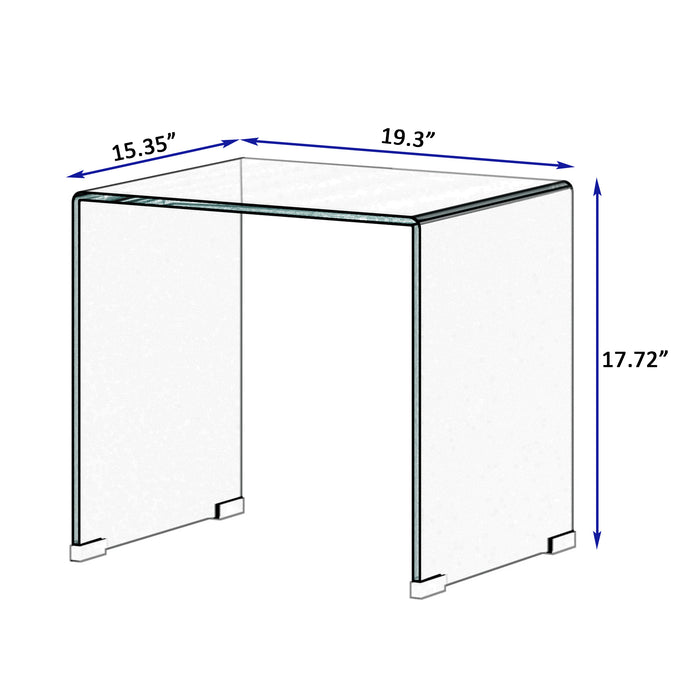 Whole Tempered Glass End Table Transparent