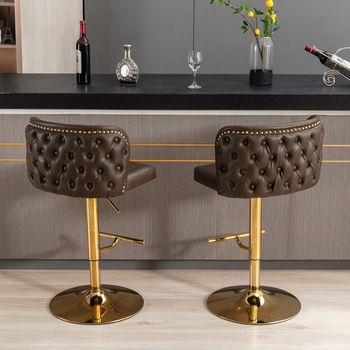 Swivel Barstools, Brown (Set of 2）