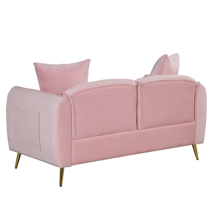 2 Piece Velvet Upholstered Sofa Sets, Pink