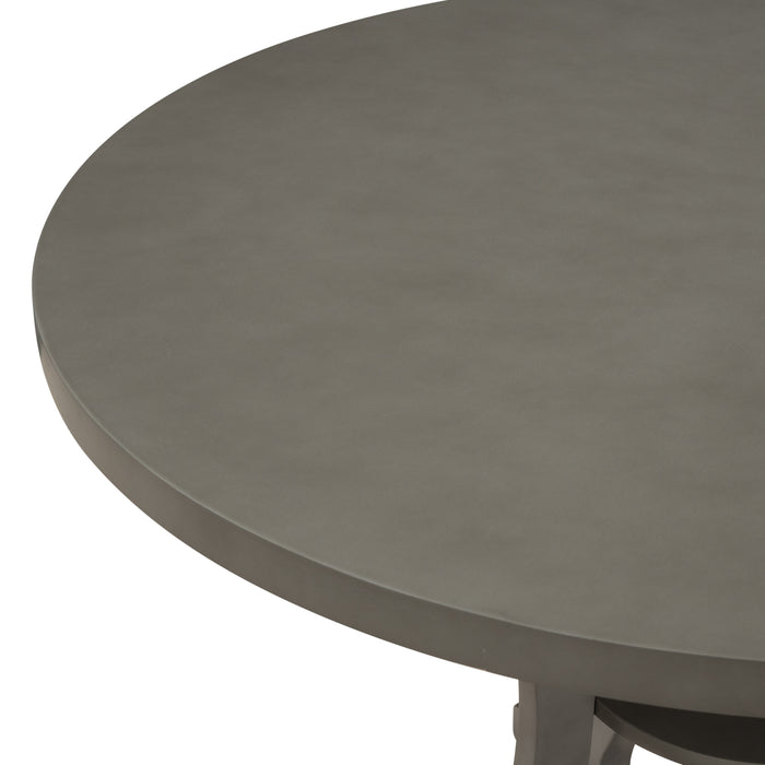 5-Piece Round Dining Table and Chair Set - Gray