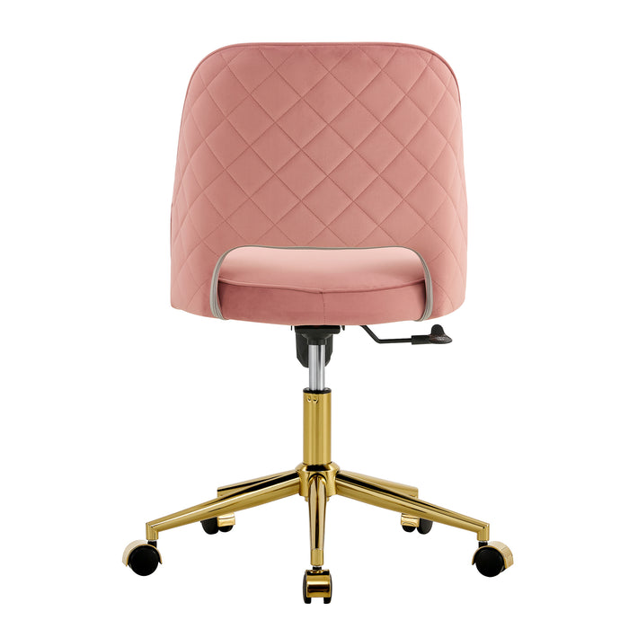 Modern Velvet Office Chairs, Adjustable 360 °Swivel Chair - Pink