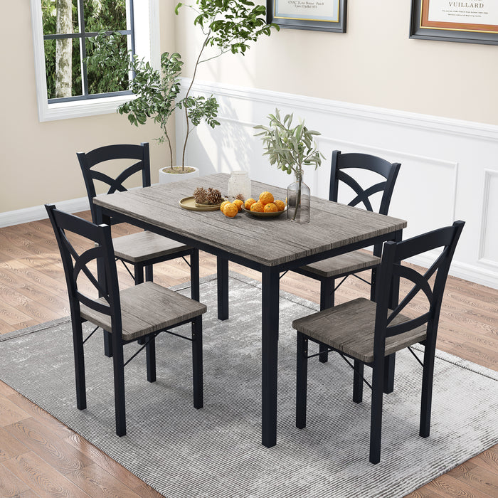 5-Piece Dining Table Set - Brown Gray