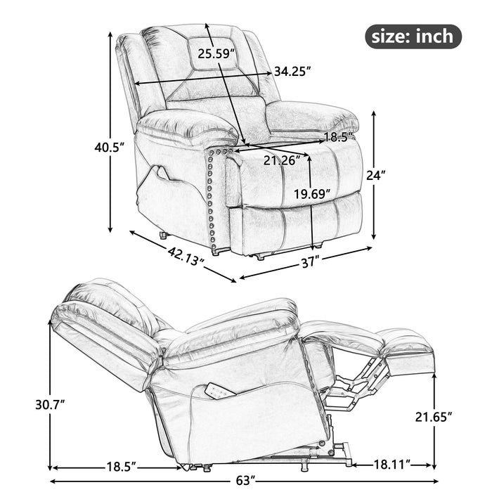 Orisfur. Power Lift Chair with Adjustable Massage Function