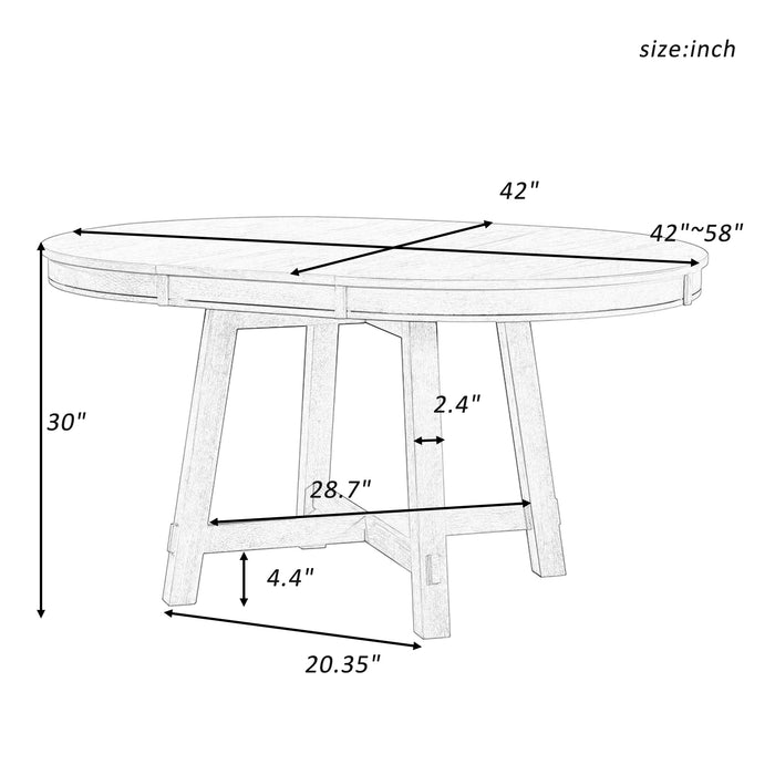 Farmhouse Round Extendable Dining Table with 16" Leaf (Natural Wood Wash)