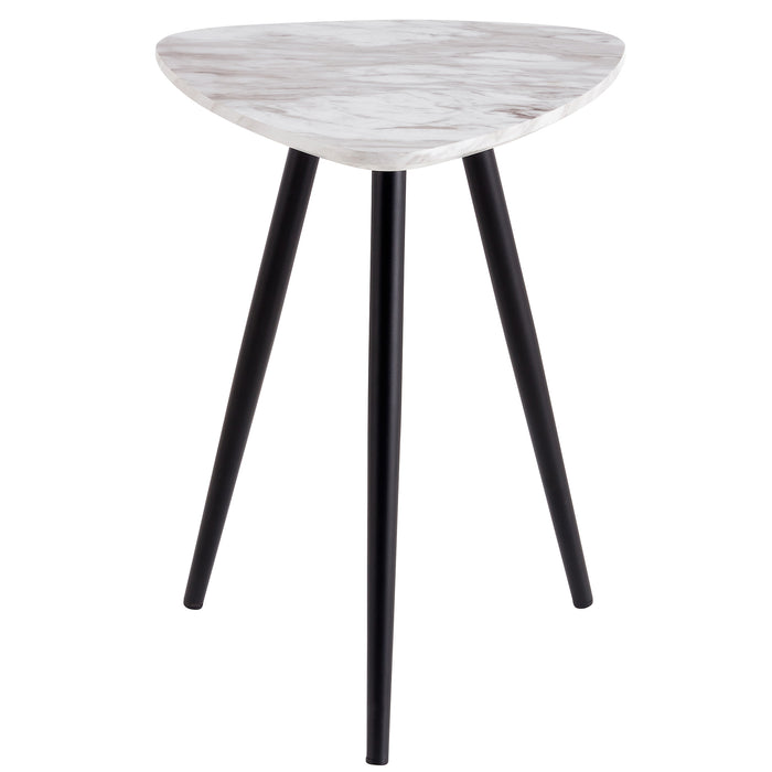 Modern Minimalism White Faux Marble End Table( MDF Tabletop + Metal Legs )