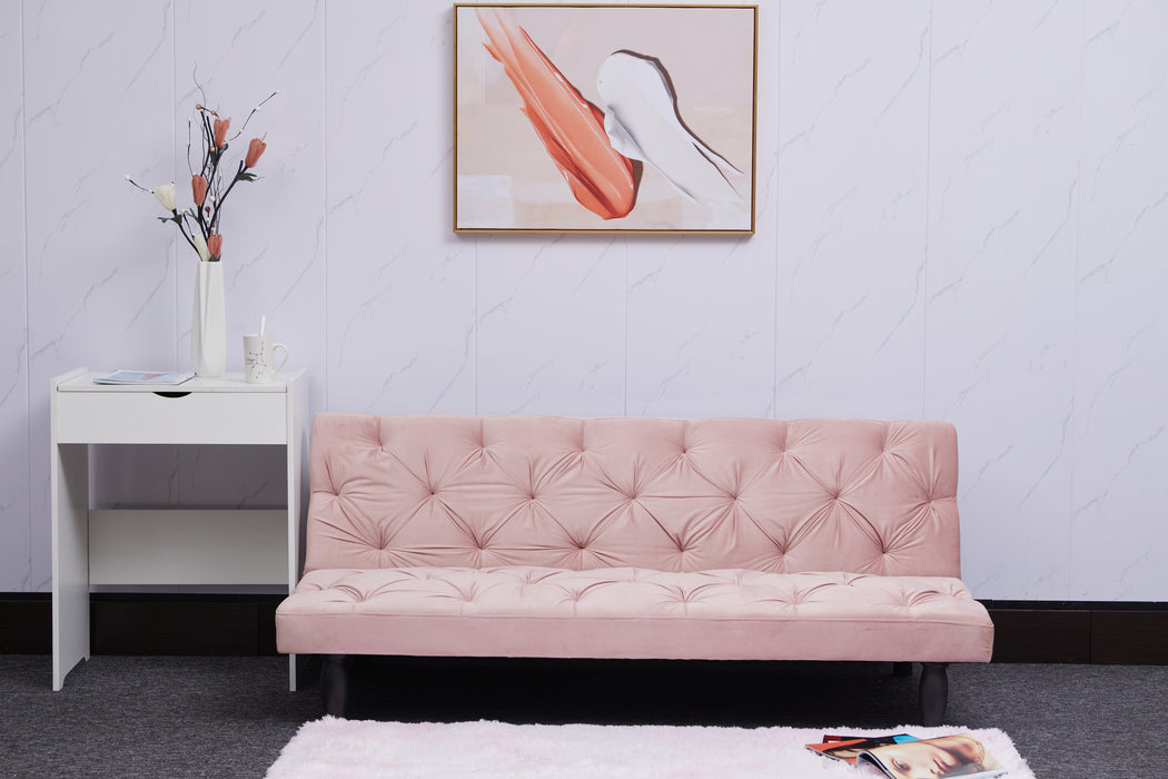 Pink Velvet Sofa Bed - Baby Pink