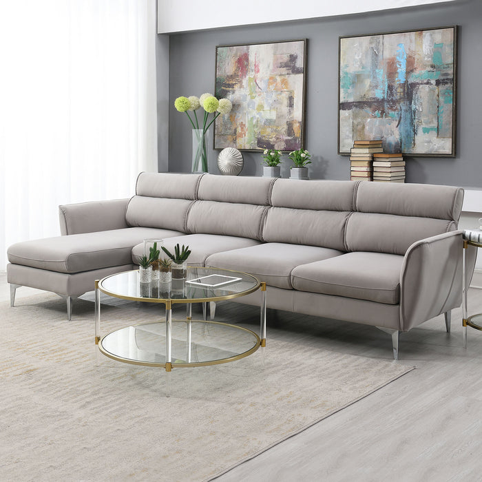 L Shape Convertible Sectional with Chaise - Grey