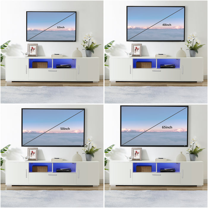 WHITE morden TV Stand, w/LED Lights