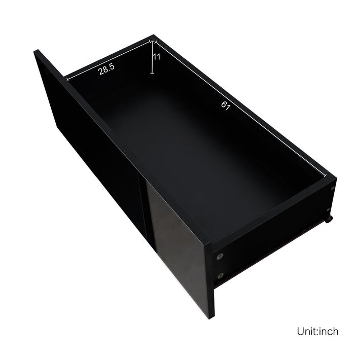 Black TV Stand with LED RGB Lights (Black)