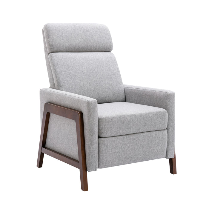 Wood Framed Upholstered Recliner Chair - Gray