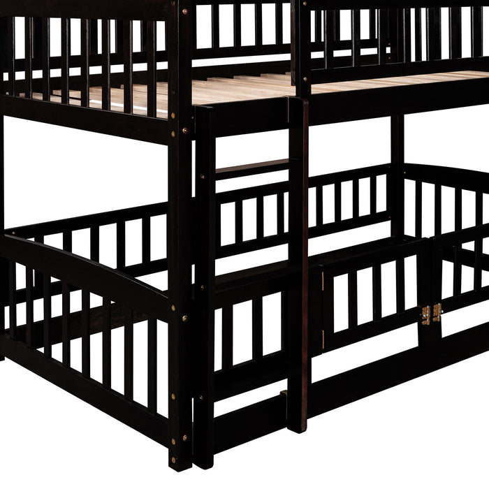 Bunk Bed with Slide,Twin Over Twin - Espresso