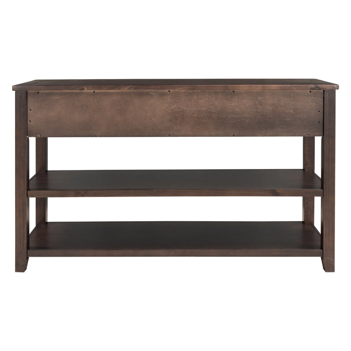 Retro Design Console Table with Two Open Shelves - Espresso