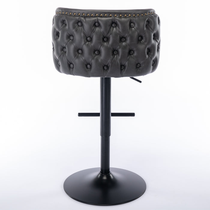 Modern PU Upholstered Bar Stools with Whole Back Tufted - Dark Grey