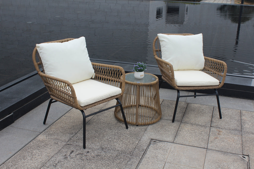 3PCS Outdoor Patio Set - Natural Color